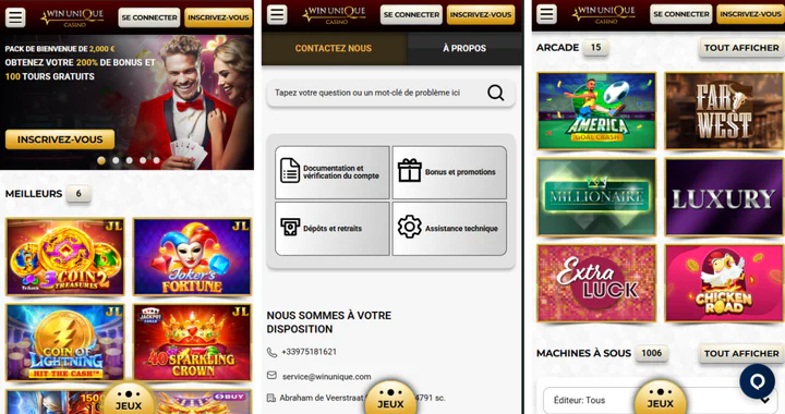 unique casino navigateur mobile